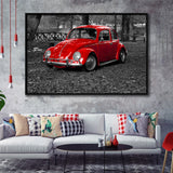 Red Car Framed Canvas Prints Wall Art Decor, Framed Picture, Floating Frame