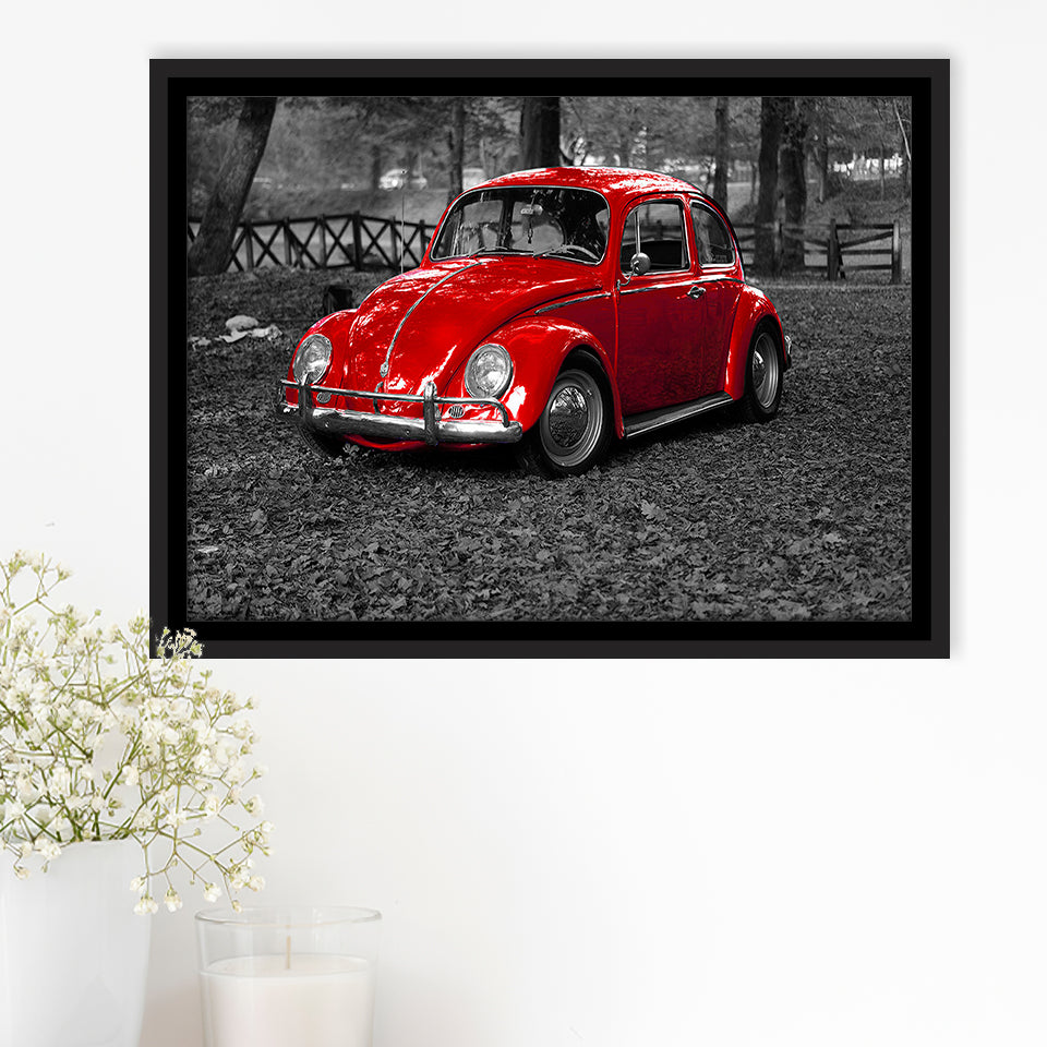 Red Car Framed Canvas Prints Wall Art Decor, Framed Picture, Floating Frame