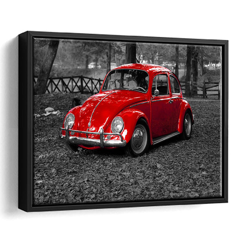 Red Car Framed Canvas Prints Wall Art Decor, Framed Picture, Floating Frame