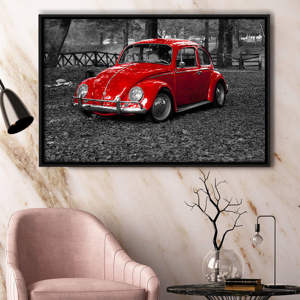 Red Car Framed Canvas Prints Wall Art Decor, Framed Picture, Floating Frame