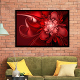 Red Flowers Canvas Art Abstract Red Painting Framed Art Prints Wall Decor - Painting Prints, Framed Picture