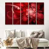 Red Flowers Canvas Art Abstract Red Painting 5 Piece Canvas Prints Wall Art - Painting Prints, Wall Decor,Multi Panels