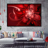 Red Flowers Canvas Art Abstract Red Painting Framed Canvas Prints Wall Art - Painting Prints, Wall Decor, Floating Frame