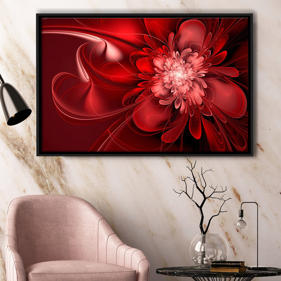 Red Flowers Canvas Art Abstract Red Painting Framed Canvas Prints Wall Art - Painting Prints, Wall Decor, Floating Frame