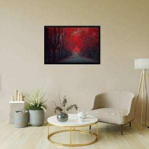 Red Forest Trees In Autumn-Forest art, Art print, Plexiglass Cover