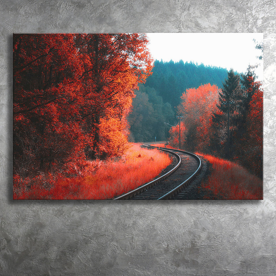 Red Forest Canvas Prints Wall Art Decor - Painting Canvas,Home Decor, Ready to Hang