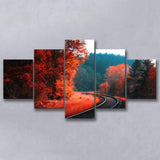 Red Forest 5 Piece Canvas Prints Wall Art Decor, Multi Panels, Mixed Canvas