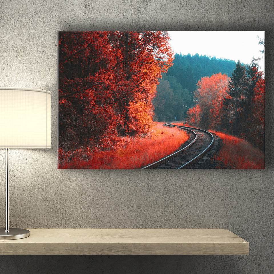Red Forest Canvas Prints Wall Art Decor - Painting Canvas,Home Decor, Ready to Hang