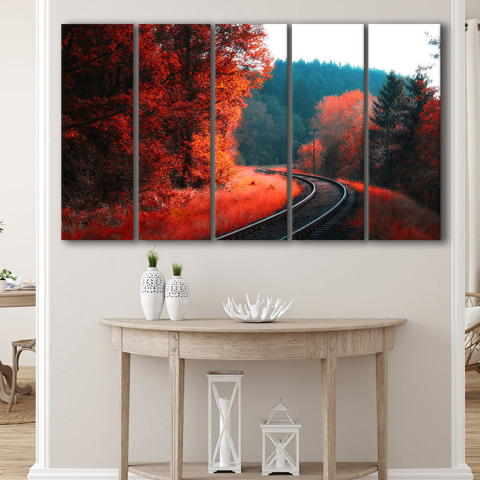 Red Forest 5 Piece B Canvas Prints Wall Art, Multi Panels,Large Canvas