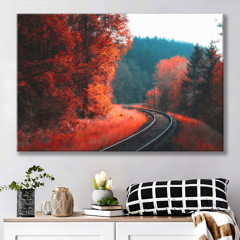 Red Forest Canvas Prints Wall Art Decor - Painting Canvas,Home Decor, Ready to Hang