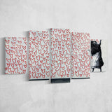 Red Hearts Street Art Banksy Style Urban, Multi Panels, 5 Pieces, Canvas Prints Wall Art Home Decor