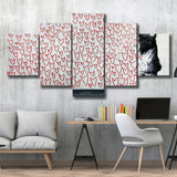 Red Hearts Street Art Banksy Style Urban, Multi Panels, 5 Pieces, Canvas Prints Wall Art Home Decor