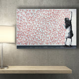 Red Hearts Street Art Banksy Style Urban, Canvas Prints Wall Art Home Decor