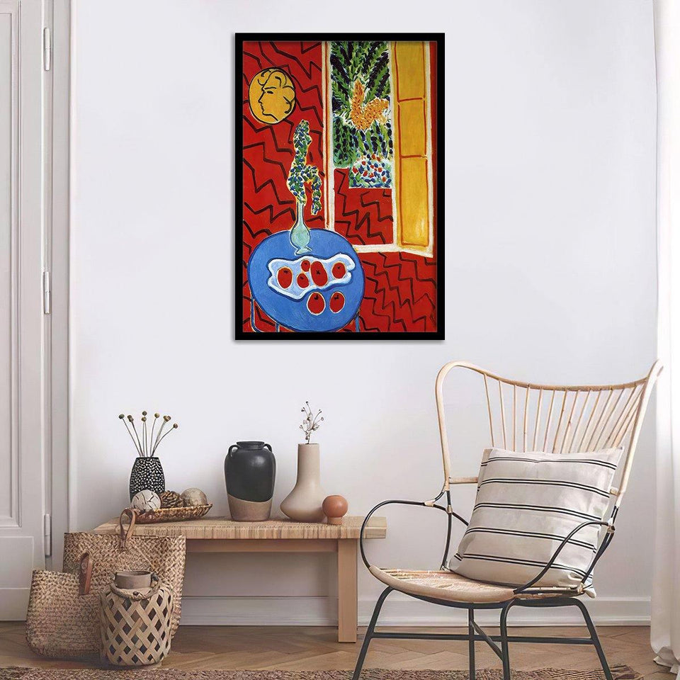 Red Interior Still Life On A Blue Table 1947 By Henri Matisse - Art Print, Frame Art, Painting Art