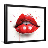 Red Lip Watercolor Framed Art Prints Wall Decor, Painting Art, Framed Picture