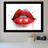 Red Lip Watercolor Framed Art Prints Wall Decor, Painting Art, Framed Picture