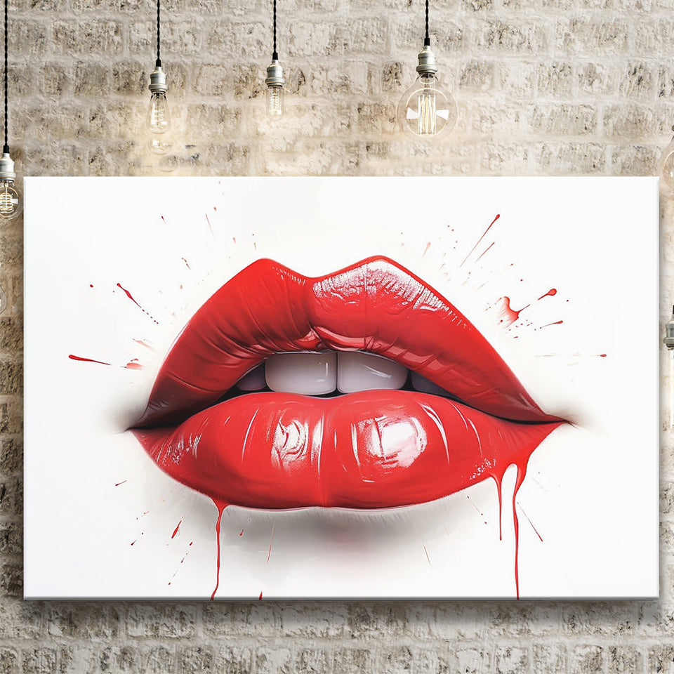 Red Lip Watercolor Canvas Prints Wall Art Home Decor, Painting Canvas, Living Room Wall Decor