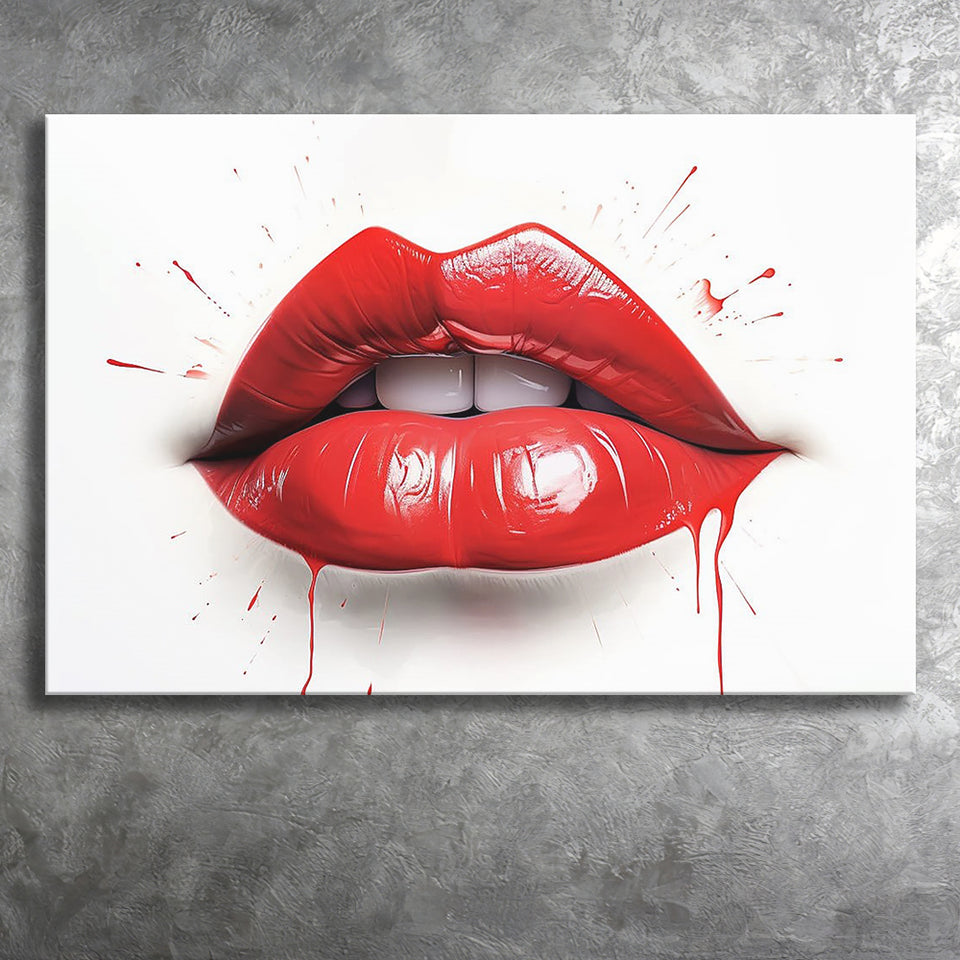 Red Lip Watercolor Canvas Prints Wall Art Home Decor, Painting Canvas, Living Room Wall Decor