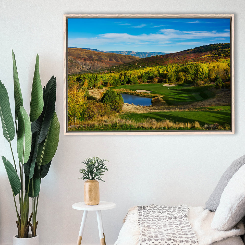 Red Sky Ranch And Golf Club, Fazio Course Hole 17, Wolcott, Colorado, Framed Canvas Prints Wall Art Decor, Floating Frame