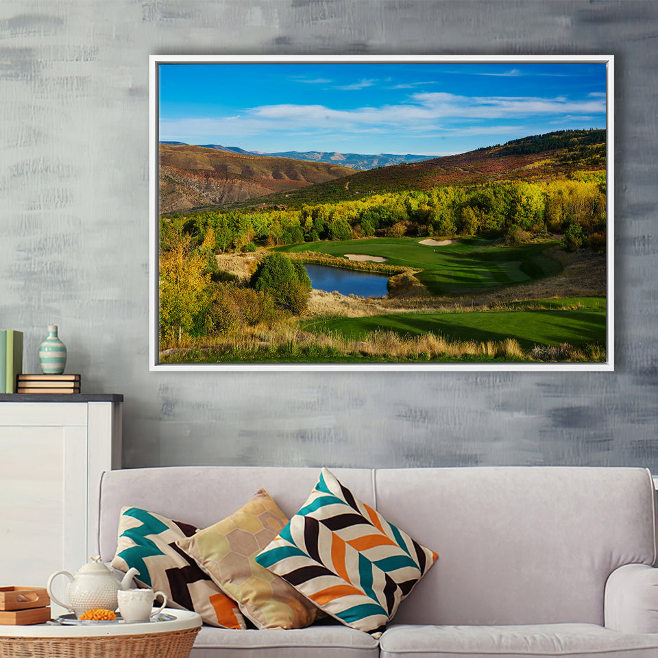 Red Sky Ranch And Golf Club, Fazio Course Hole 17, Wolcott, Colorado, Framed Canvas Prints Wall Art Decor, Floating Frame