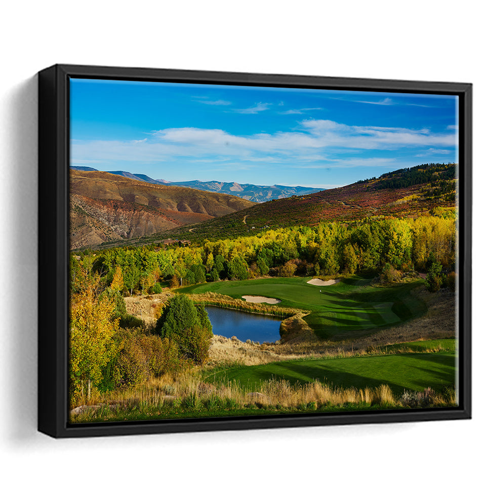 Red Sky Ranch And Golf Club, Fazio Course Hole 17, Wolcott, Colorado, Framed Canvas Prints Wall Art Decor, Floating Frame