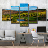 Red Sky Ranch And Golf Club, Fazio Course Hole 17, Wolcott, Colorado, Golf Art Print, 5 Panels Canvas Prints Wall Art Decor