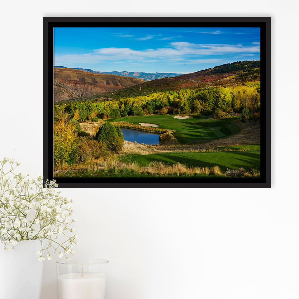 Red Sky Ranch And Golf Club, Fazio Course Hole 17, Wolcott, Colorado, Framed Canvas Prints Wall Art Decor, Floating Frame