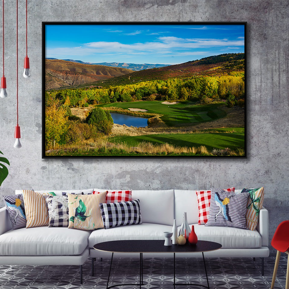 Red Sky Ranch And Golf Club, Fazio Course Hole 17, Wolcott, Colorado, Framed Canvas Prints Wall Art Decor, Floating Frame