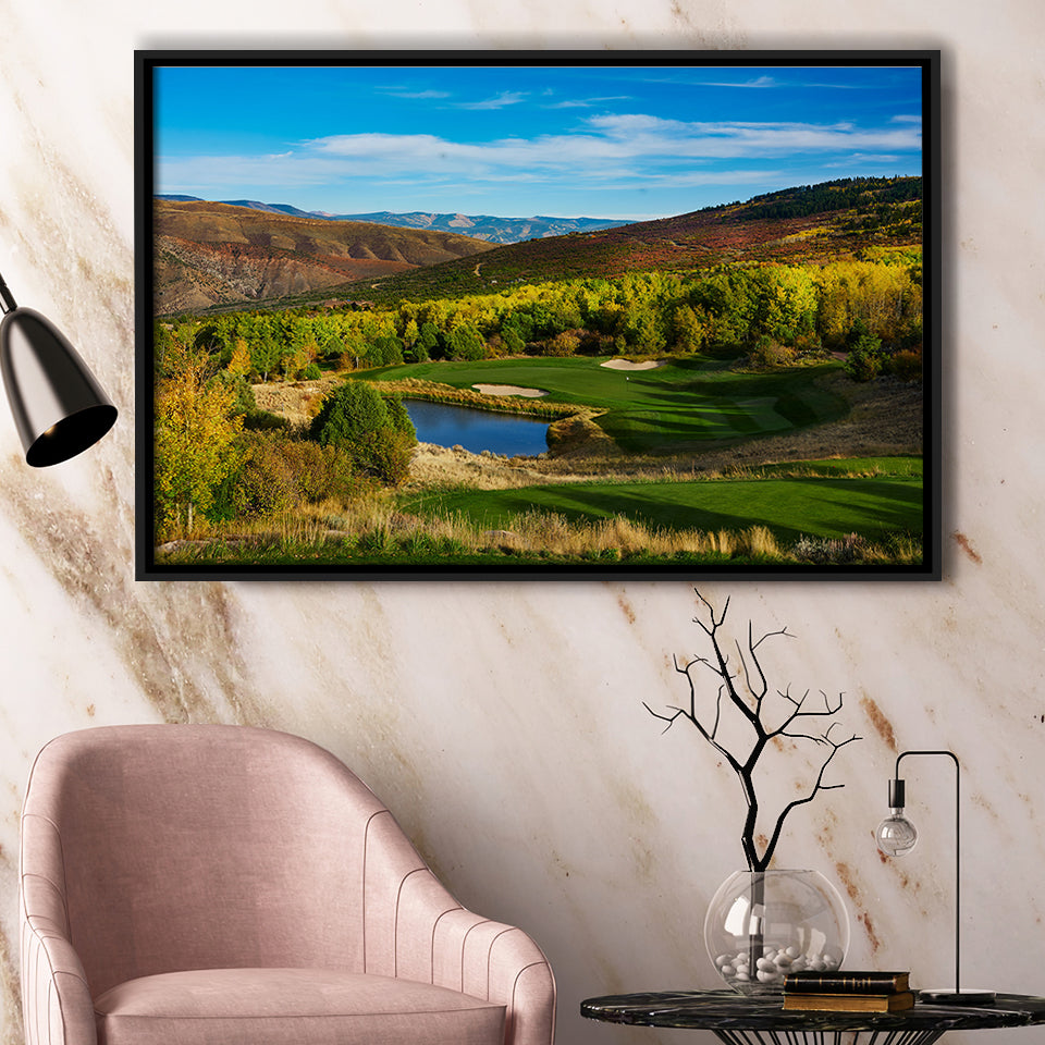 Red Sky Ranch And Golf Club, Fazio Course Hole 17, Wolcott, Colorado, Framed Canvas Prints Wall Art Decor, Floating Frame