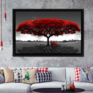 Red Tree Framed Canvas Prints - Painting Canvas, Art Prints,  Wall Art, Home Decor, Prints for Sale