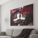 Red Trees Waterfall Scenery Canvas Prints Wall Art - Canvas Painting, Painting Art, Prints for Sale, Wall Decor, Home Decor