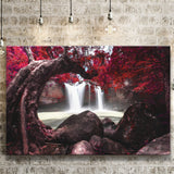 Red Trees Waterfall Scenery Canvas Prints Wall Art - Canvas Painting, Painting Art, Prints for Sale, Wall Decor, Home Decor