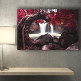Red Trees Waterfall Scenery Canvas Prints Wall Art - Canvas Painting, Painting Art, Prints for Sale, Wall Decor, Home Decor