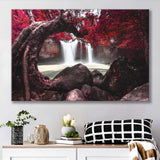 Red Trees Waterfall Scenery Canvas Prints Wall Art - Canvas Painting, Painting Art, Prints for Sale, Wall Decor, Home Decor