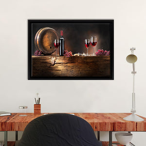 Red Wine Grapes Vintage Framed Canvas Wall Art - Canvas Prints, Prints For Sale, Painting Canvas,Framed Prints