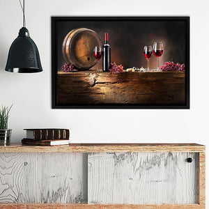Red Wine Grapes Vintage Framed Canvas Wall Art - Canvas Prints, Prints For Sale, Painting Canvas,Framed Prints