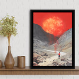 Red Sun Is Falling Framed Canvas Prints Wall Art, Floating Frame, Large Canvas Home Decor