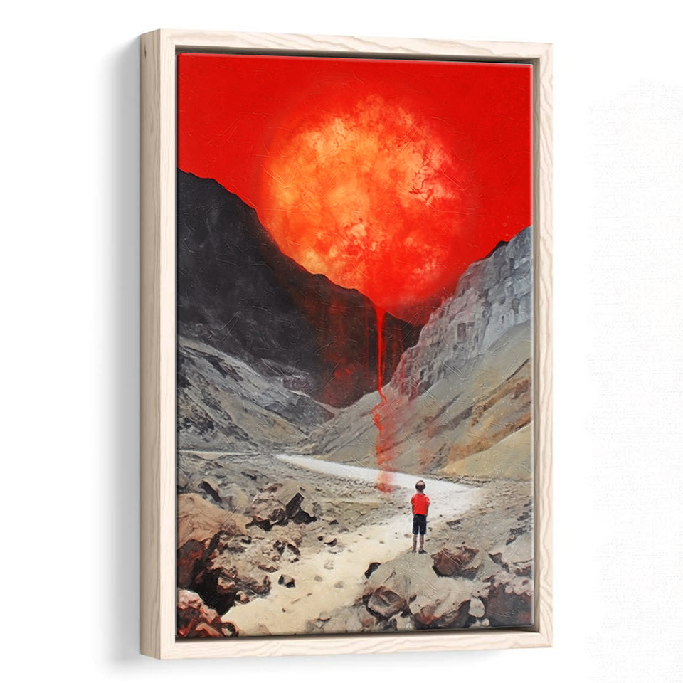 Red Sun Is Falling Framed Canvas Prints Wall Art, Floating Frame, Large Canvas Home Decor