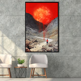 Red Sun Is Falling Framed Canvas Prints Wall Art, Floating Frame, Large Canvas Home Decor