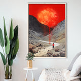 Red Sun Is Falling Framed Canvas Prints Wall Art, Floating Frame, Large Canvas Home Decor