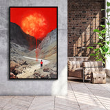 Red Sun Is Falling Framed Canvas Prints Wall Art, Floating Frame, Large Canvas Home Decor