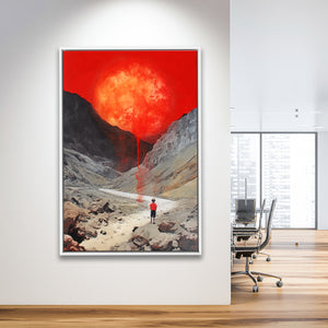 Red Sun Is Falling Framed Canvas Prints Wall Art, Floating Frame, Large Canvas Home Decor
