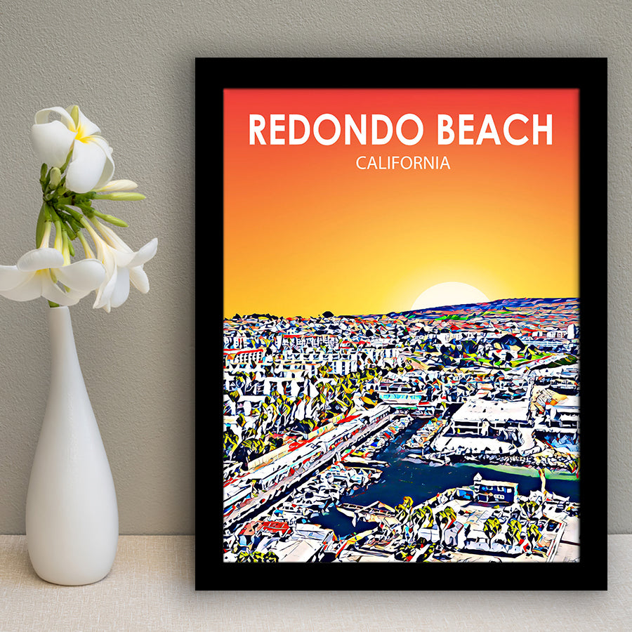 Redondo Beach CA Art, City Art Print, Framed Art Print Wall Art Home Decor, Framed Picture