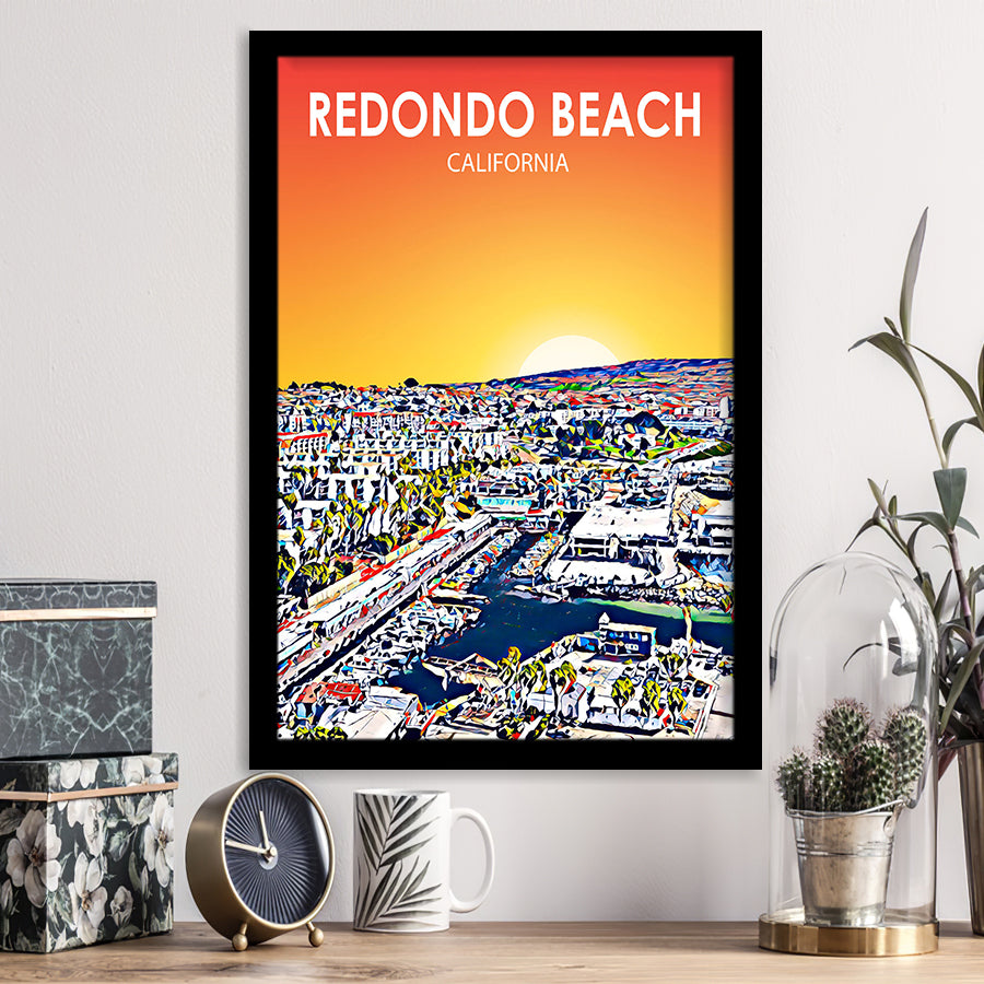 Redondo Beach CA Art, City Art Print, Framed Art Print Wall Art Home Decor, Framed Picture