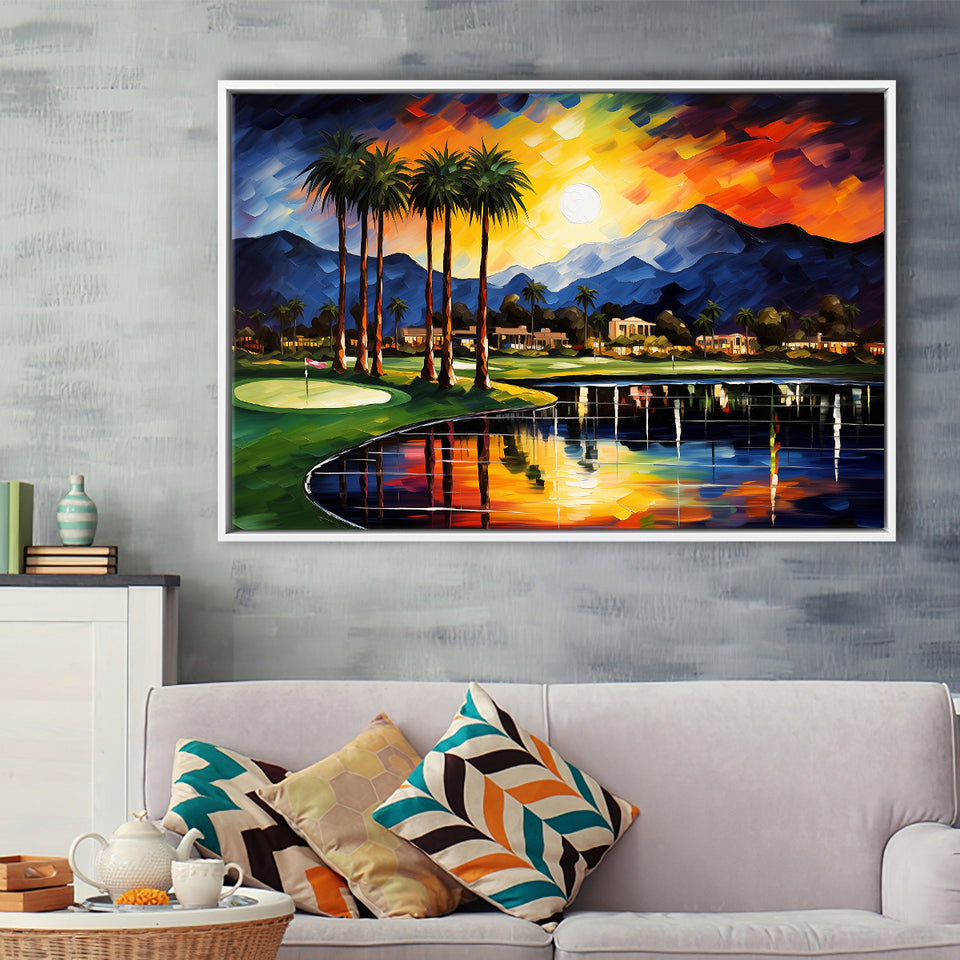 Reflection Bay Golf Courses In Las Vegas Oil Painting, Framed Canvas Prints Wall Art Decor, Floating Frame