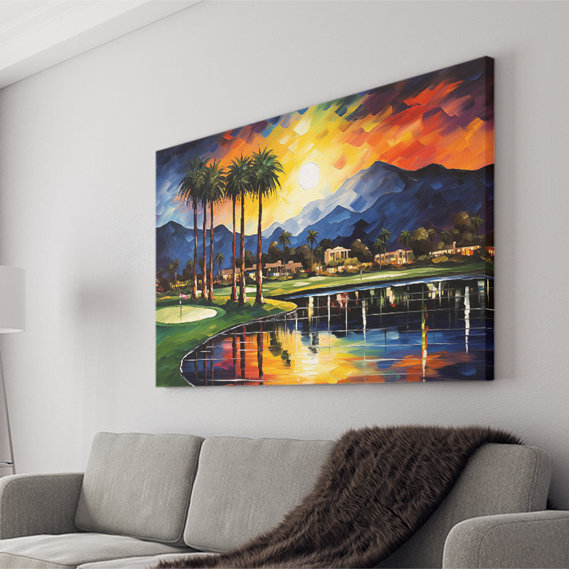 Reflection Bay Golf Courses In Las Vegas Oil Painting Canvas Prints Wall Art, Painting Art Home Decor