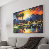 Reflection Bay Golf Courses In Las Vegas Oil Painting Canvas Prints Wall Art, Painting Art Home Decor