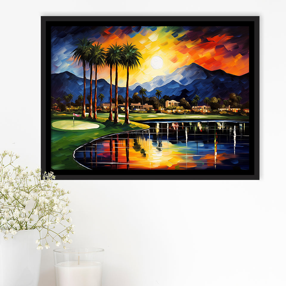 Reflection Bay Golf Courses In Las Vegas Oil Painting, Framed Canvas Prints Wall Art Decor, Floating Frame