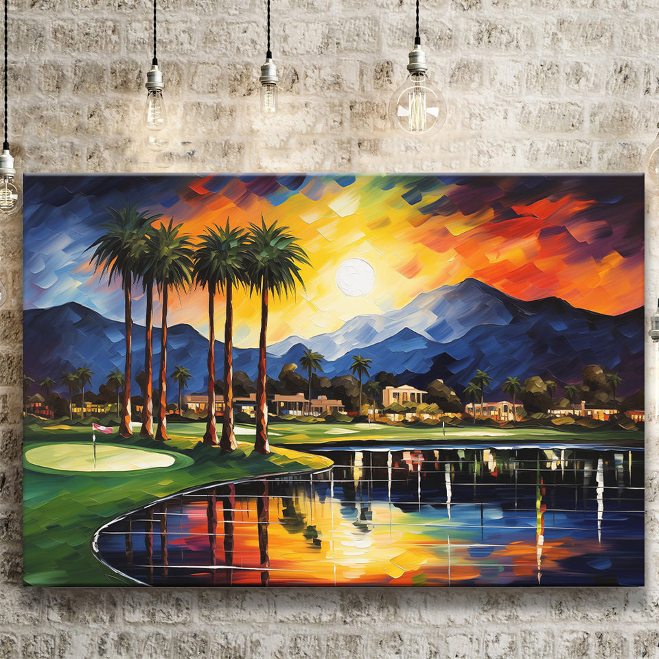 Reflection Bay Golf Courses In Las Vegas Oil Painting Canvas Prints Wall Art, Painting Art Home Decor