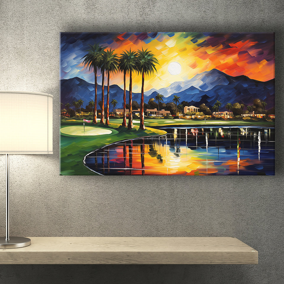 Reflection Bay Golf Courses In Las Vegas Oil Painting Canvas Prints Wall Art, Painting Art Home Decor